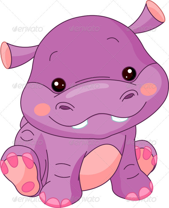 Fun Zoo  Illustration Of Cute Hippo