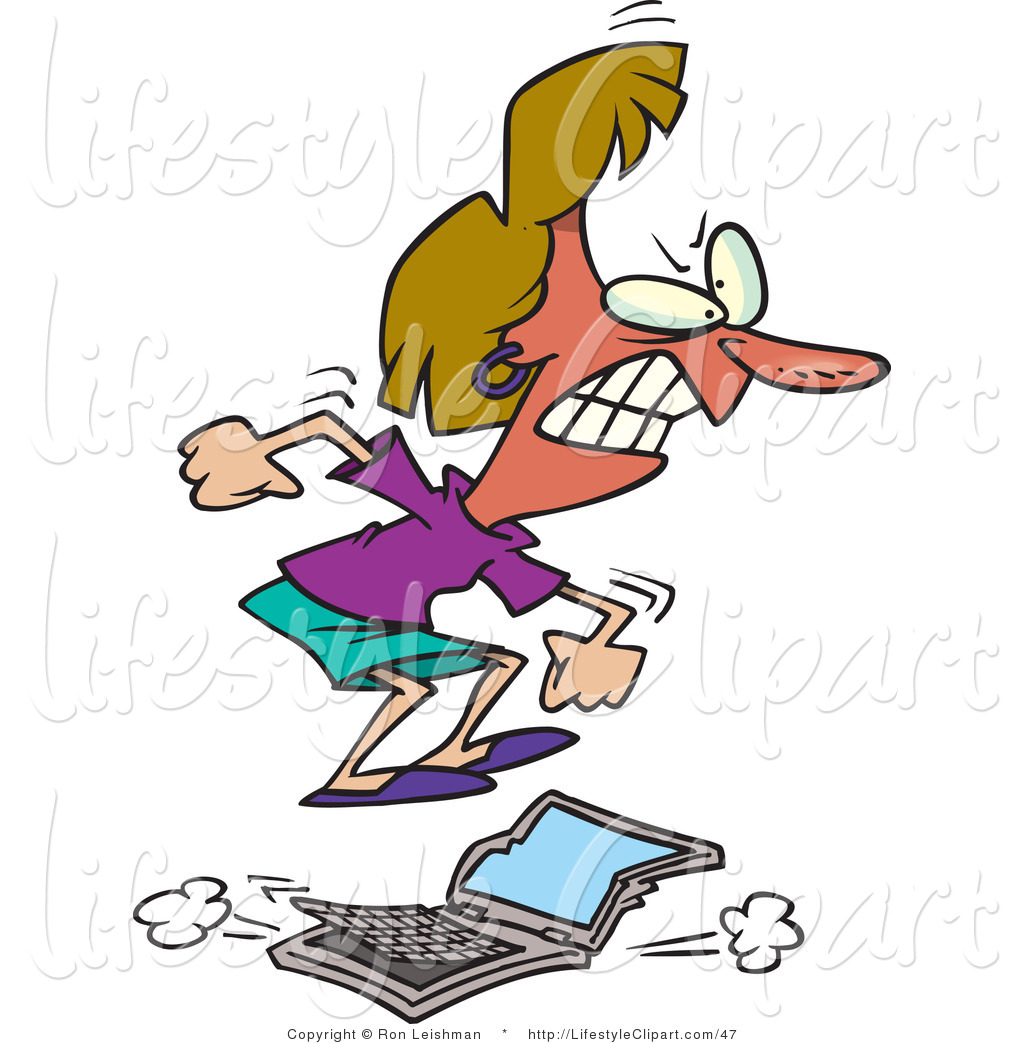 Larger Preview  Lifestyle Clipart Of A Furious Woman Stomping On A