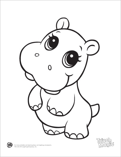 Leapfrog Printable  Baby Animal Coloring Pages   Hippo    