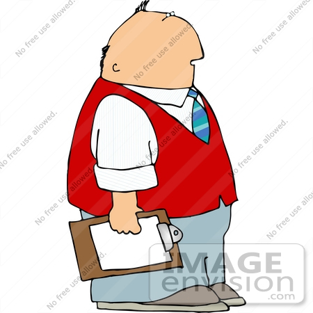 Middle Aged Caucasian Man Holding A Clipboard Clipart    15065 By
