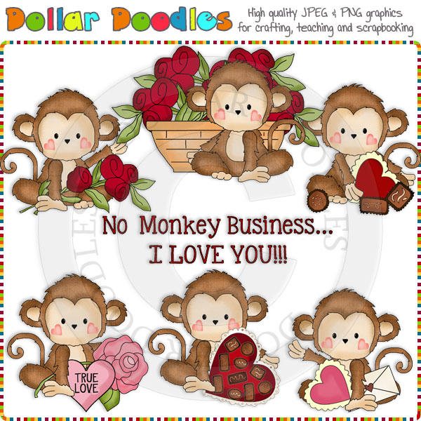 Monkey Business Valentines Clip Art Download     1 00