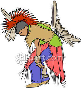 Native American Indain Doing A Ceremonial Dance   Royalty Free Clipart
