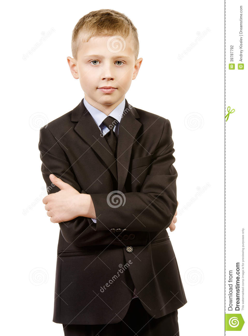 Portrait Of A Boy In School Uniform  Isolated Over White 