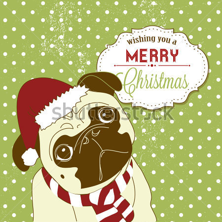 Pug De Natal  Cute Little Gog Em Chap U De Papai Noel Clip Arts