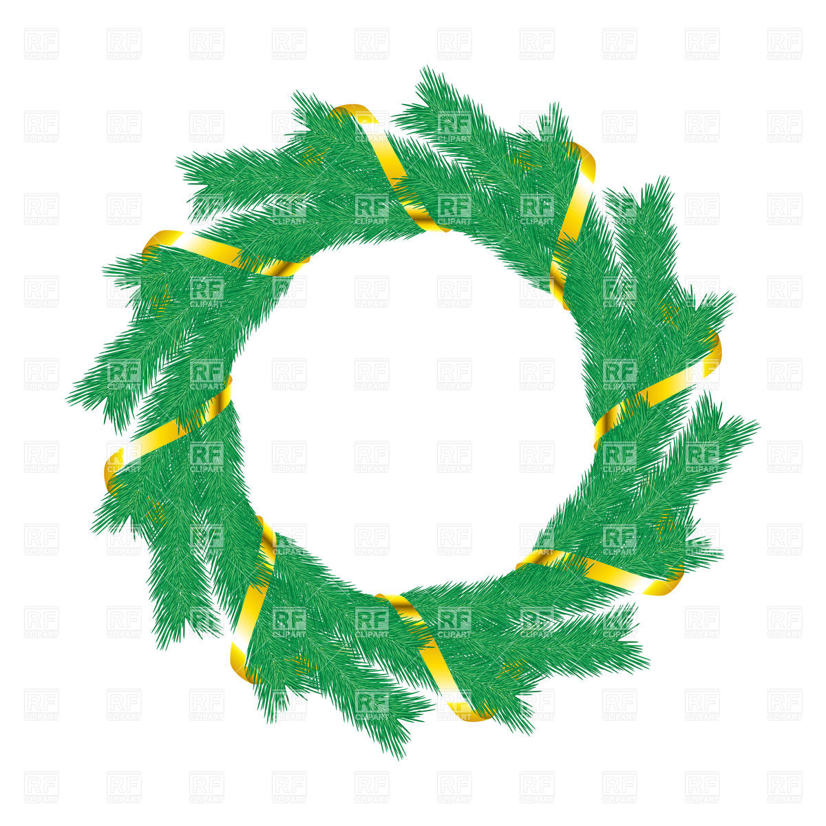 Round Christmas Wreath With Ribbon 7769 Download Royalty Free Vector