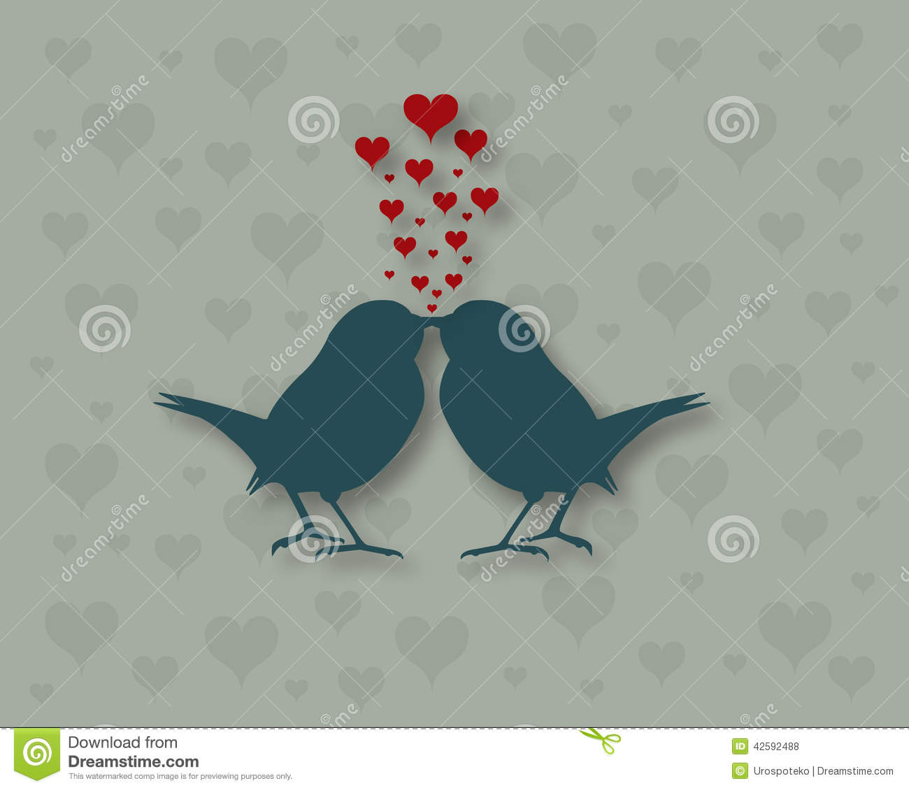Silhouette Of Two Kissing Birds Stock Vector   Image  42592488