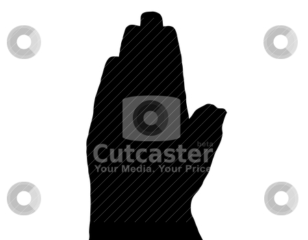 Silhouette Vector Praying Hands Side On White Stock Vector Clipart