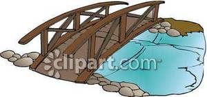 Small Wooden Bridge Over A Stream   Royalty Free Clipart Picture