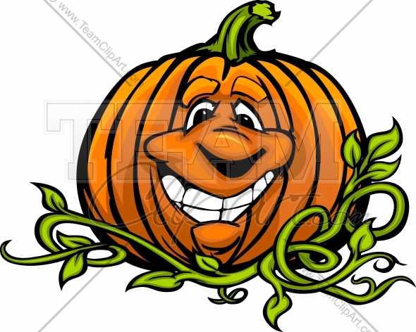 Smiling Halloween Pumpkin Jack O Lantern Head Cartoon Vector Clipart