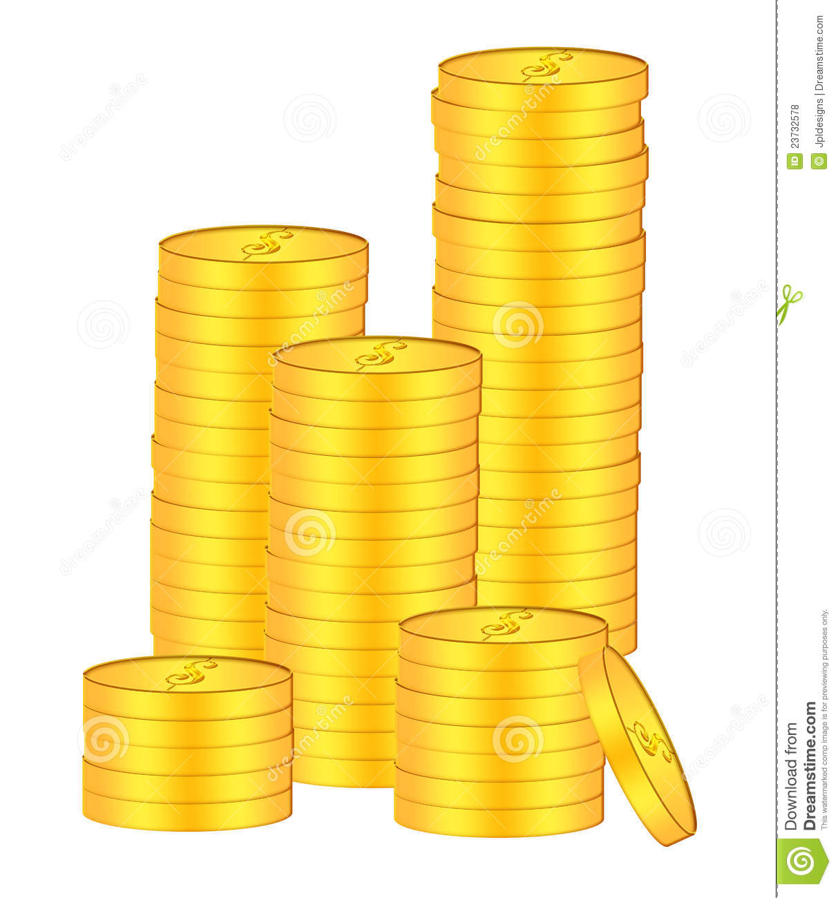 Stacks Of Gold Coins Bullion Illustration Isolated On White Background