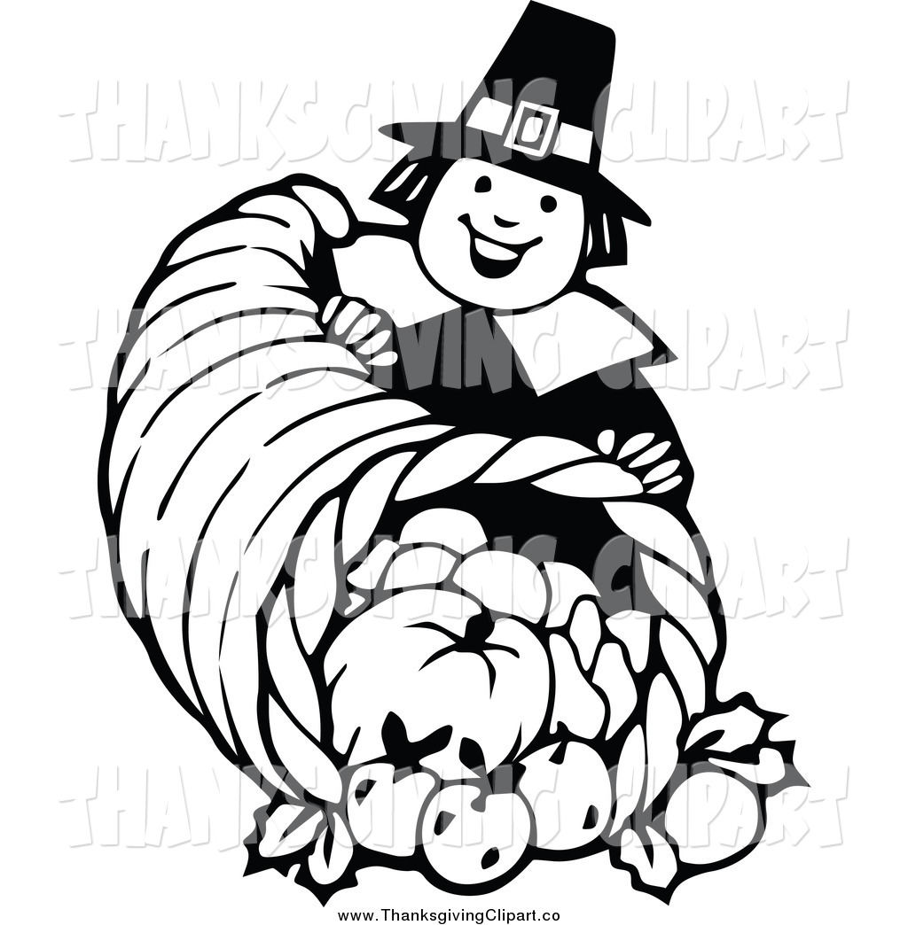 Thanksgiving Cornucopia Black And White Clipart   Free Clip Art Images