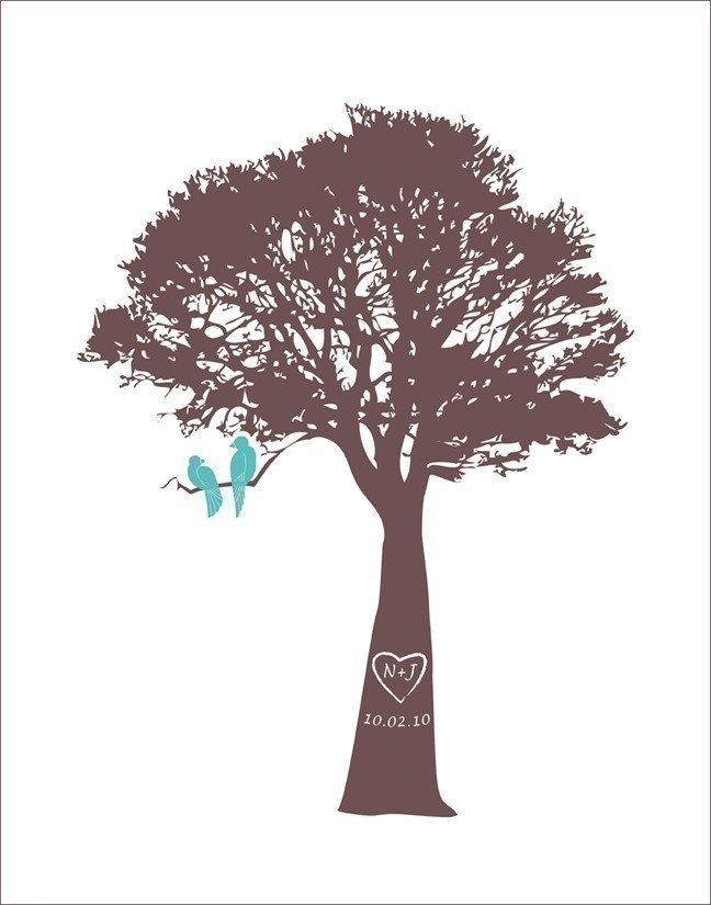 Turquoise Kissing Love Birds Forest Clipart Digital File Illustration