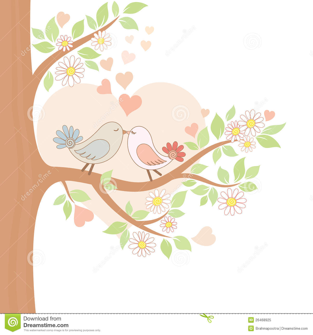 Two Kissing Birds On The Tree Royalty Free Stock Photo   Image