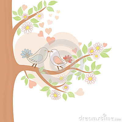 Two Kissing Birds On The Tree Royalty Free Stock Photo   Image