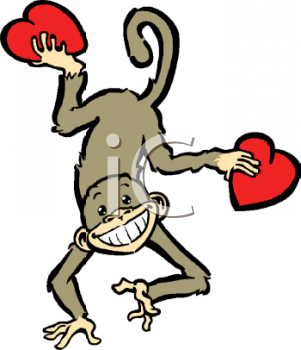 Valentine Monkey Holding Hearts