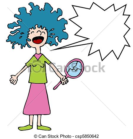 Vector   Crying Girl With Bad Perm   Stock Illustration Royalty Free