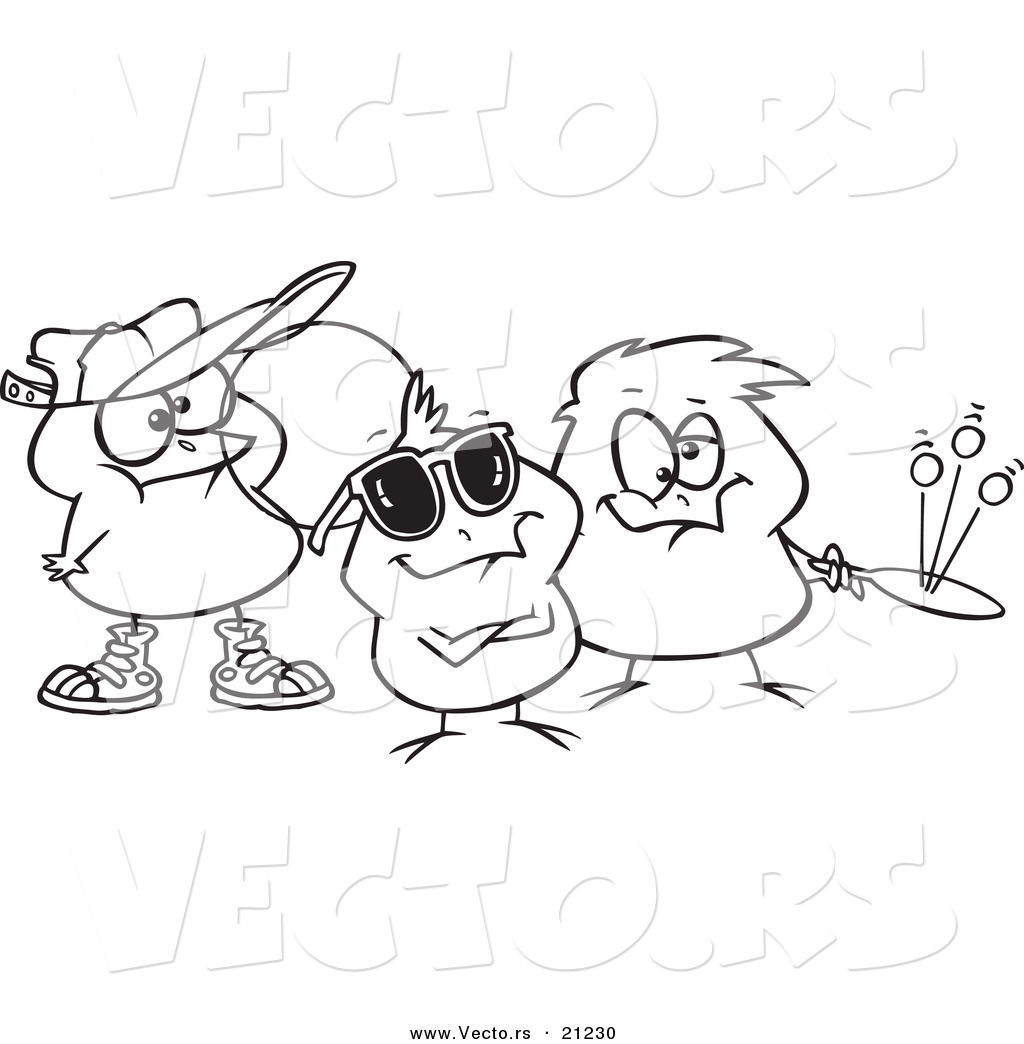 Black And White Outline Design Of Chick Peeps   Coloring Page Outline