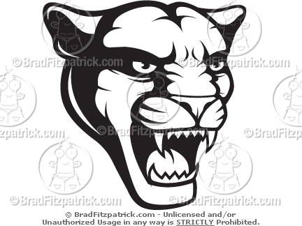 Black And White Panther Mascot Growling Clipart Image   Black Cat