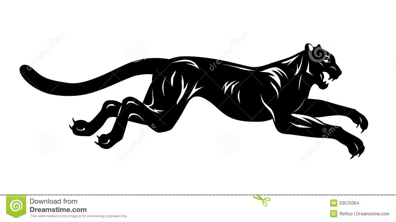 Black And White Running Panther