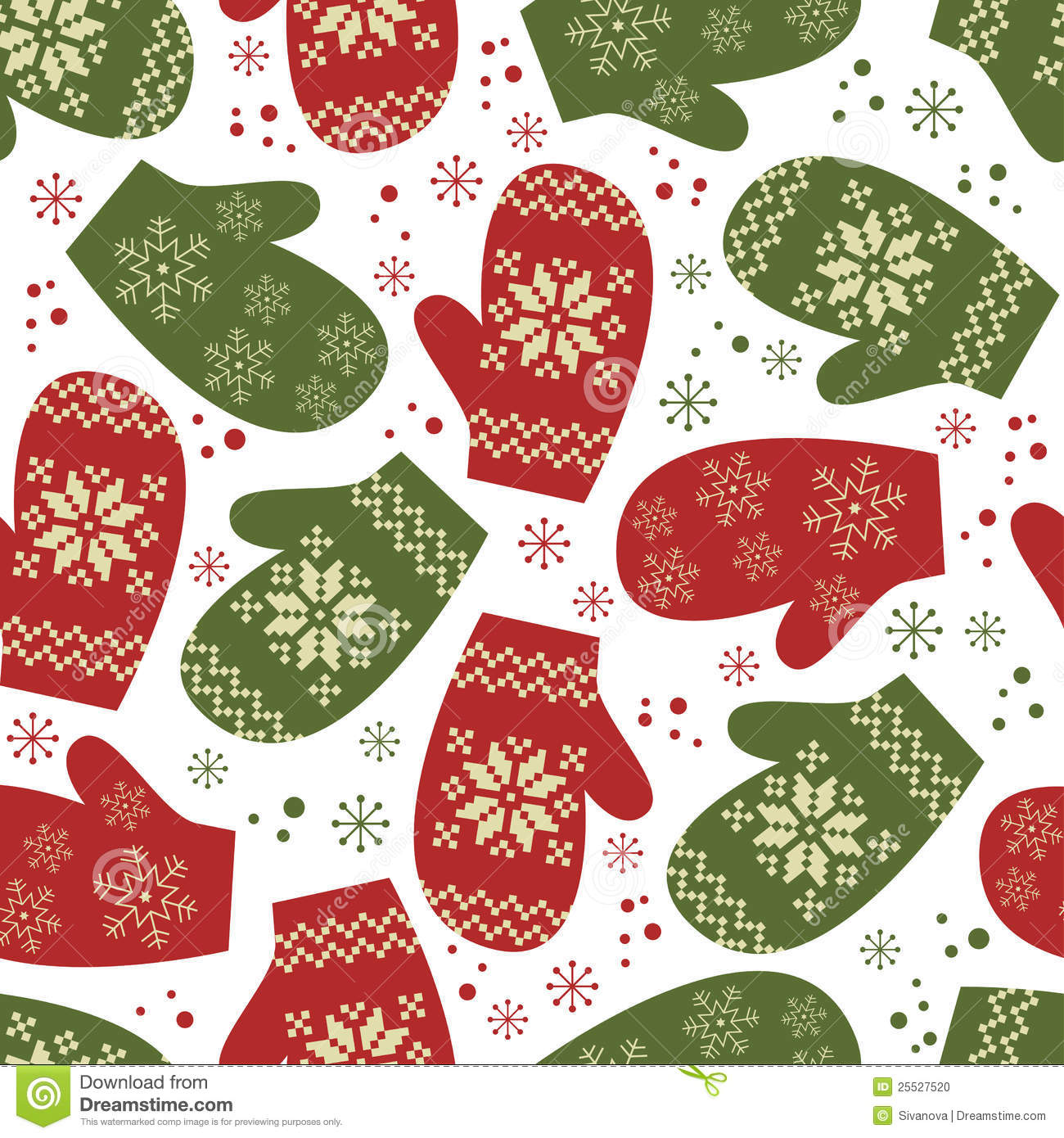 Christmas Seamless Pattern With Winter Mittens Stock Photo   Image
