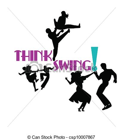 Clip Art Vecteur De Penser Balan Oire   Think Swing Dancers 50s    