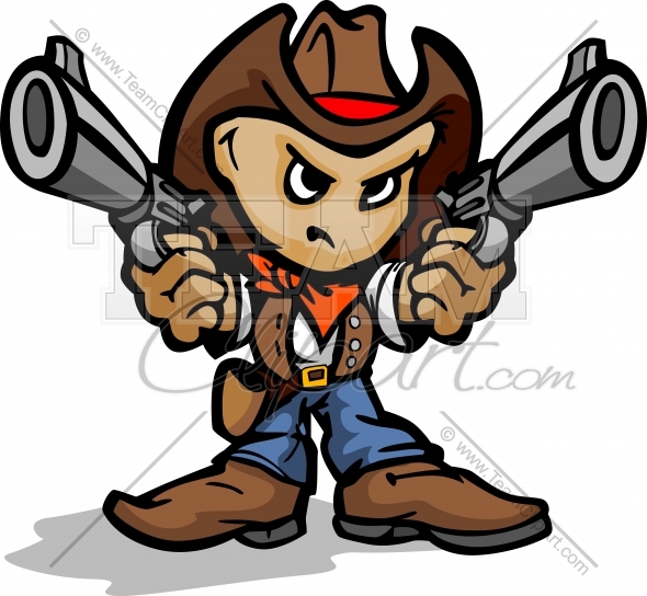 Cute Kid Cowboy Aiming Guns   Team Clipart  Com   Quality Team Mascots