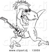 Dinosaur Clipart Black And White Outline Cartoon Vector Clipart Of A
