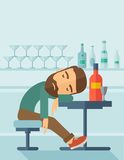 Drunk Man Fall Asleep In The Pub Royalty Free Stock Photos