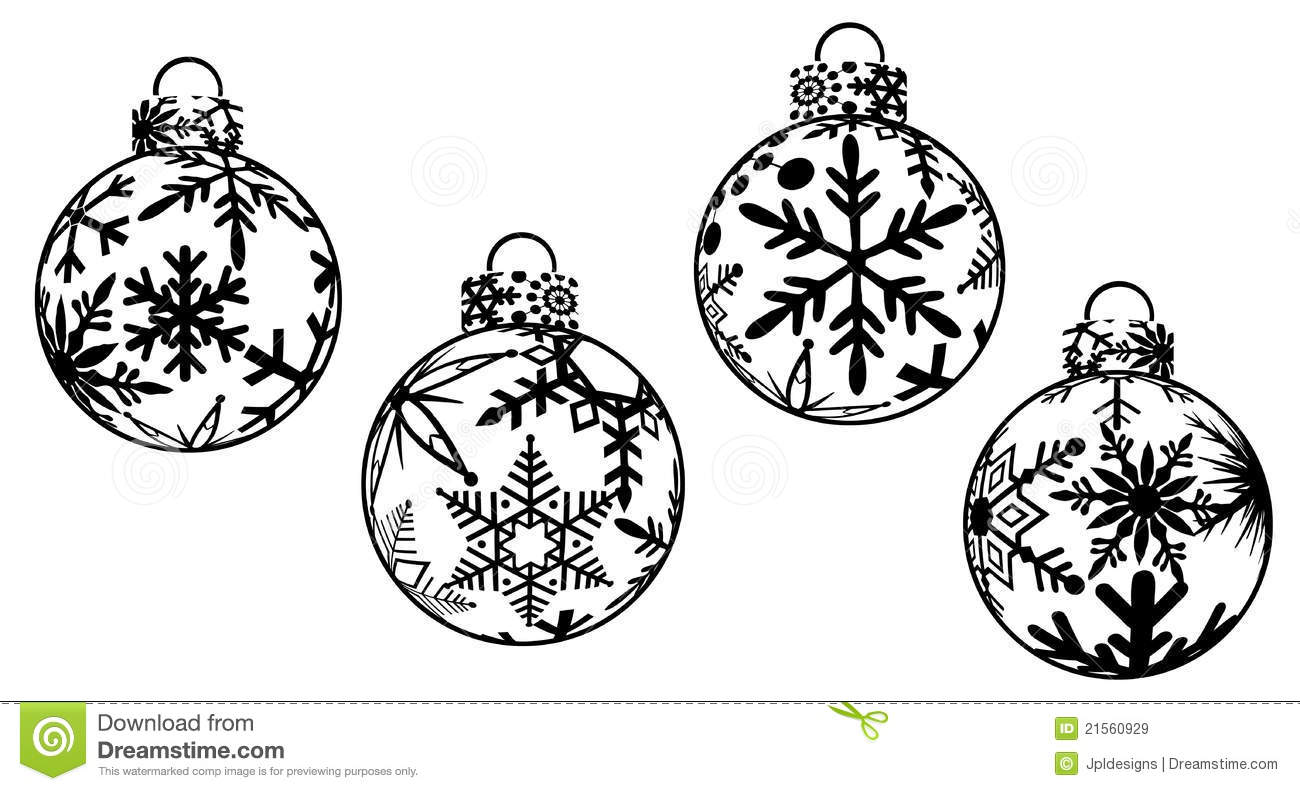 Free Black And White Christmas Clip Art Christmas Ornaments Clipart
