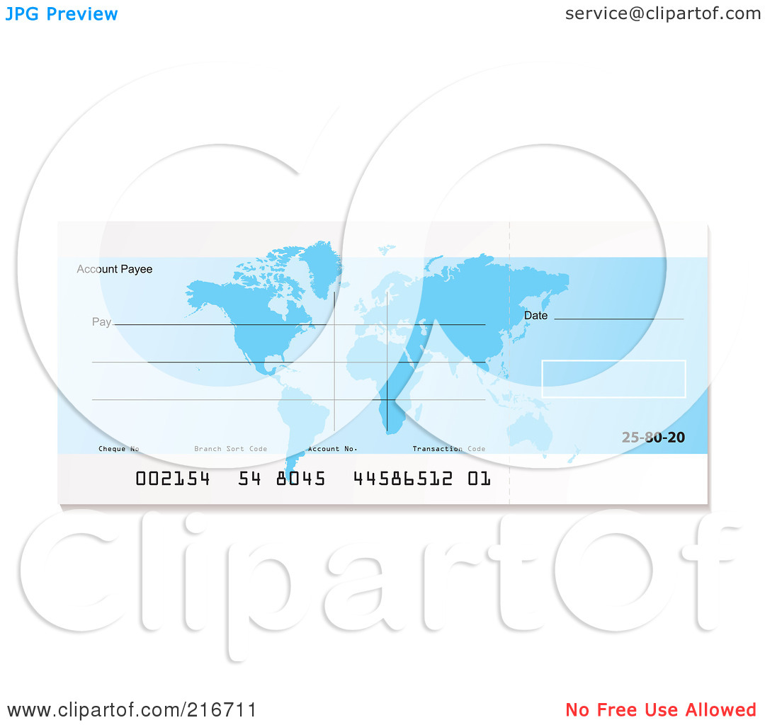 Free  Rf  Clipart Illustration Of A Blank Blue Atlas Bank Check