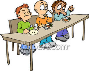 Pre Schoolers Eating Lunch   Royalty Free Clipart Picture