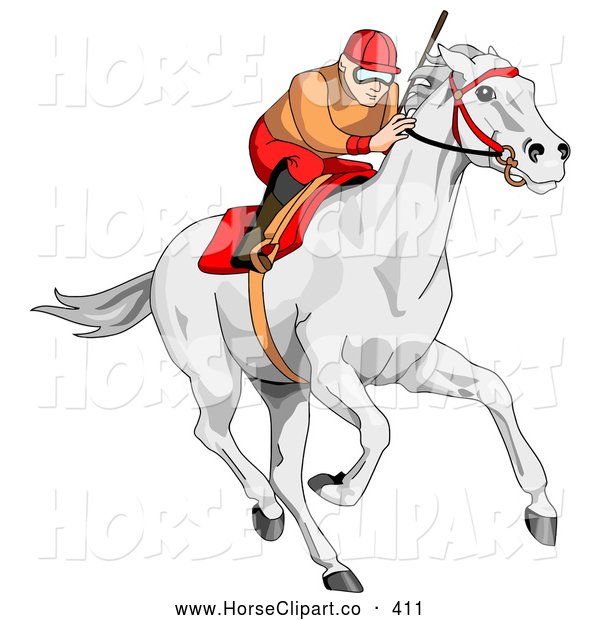 Racing A White Horse Horse Clip Art C Charley Franzwa