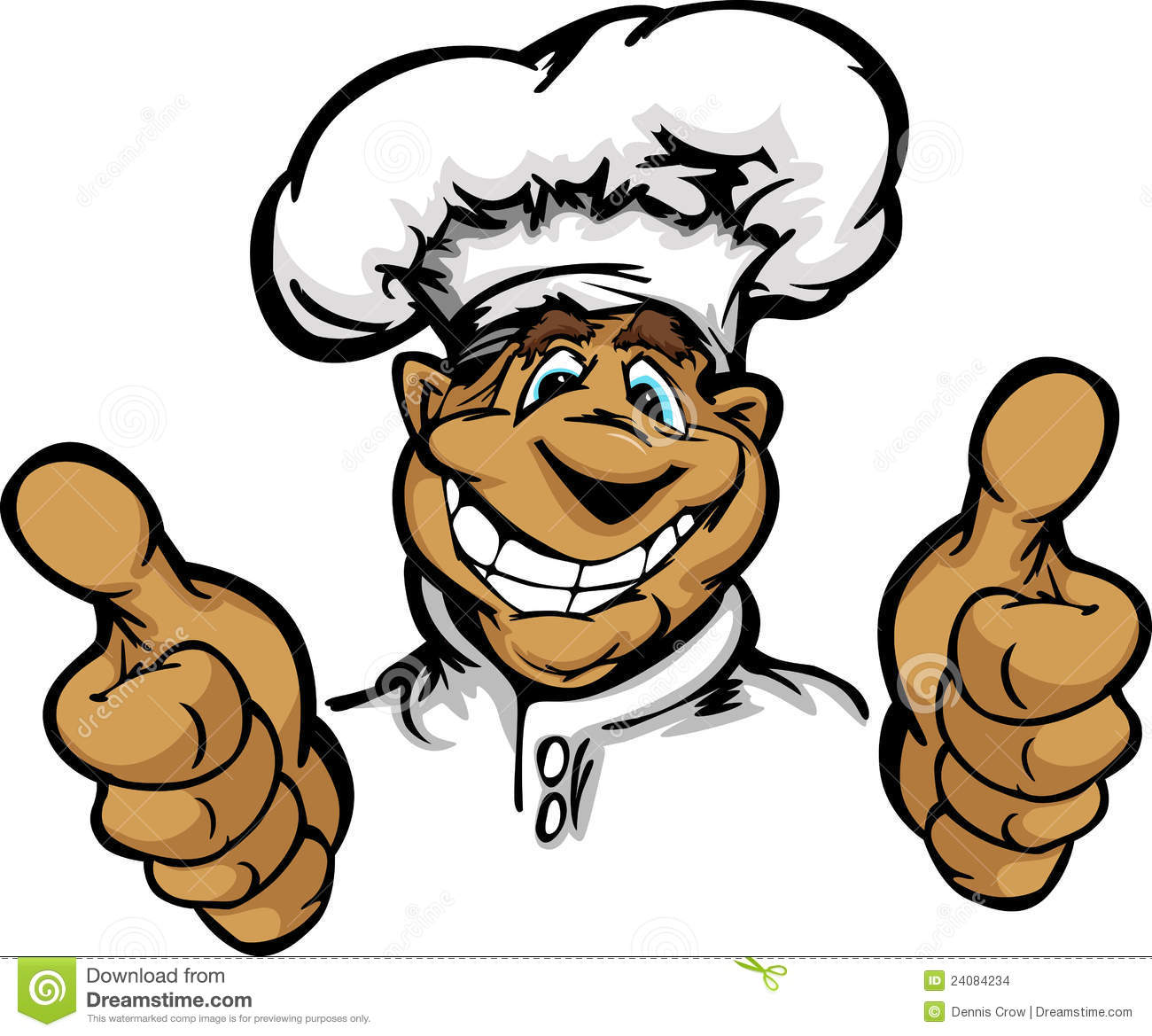 Restaurant Chef Or Cook Mascot With Happy Smiling Face Wearing Chefs