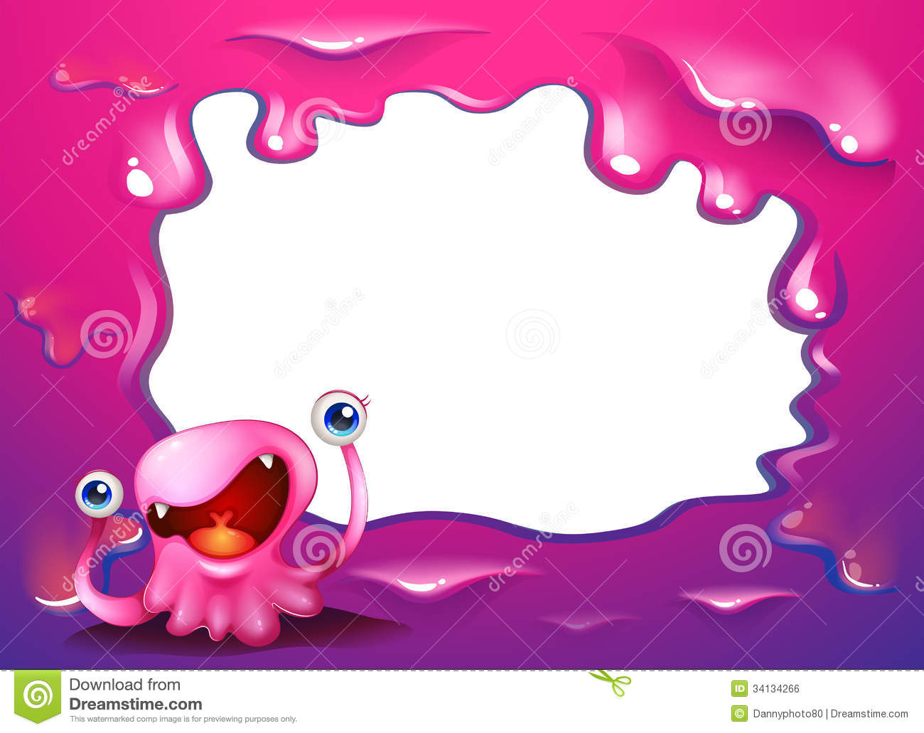 Royalty Free Stock Image  A Pink Border Design With A Monster