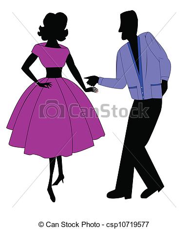 Vectors Illustration Of Fifties Dancers   Two Young Teens Dancing From