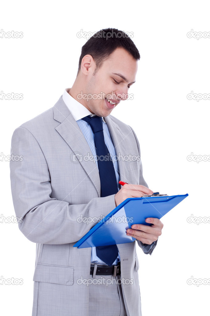 White Man Holding Clipboard