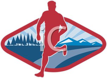 1101 0619 4963 Icon Showing A Man On A Mountain Road Clipart Image Jpg