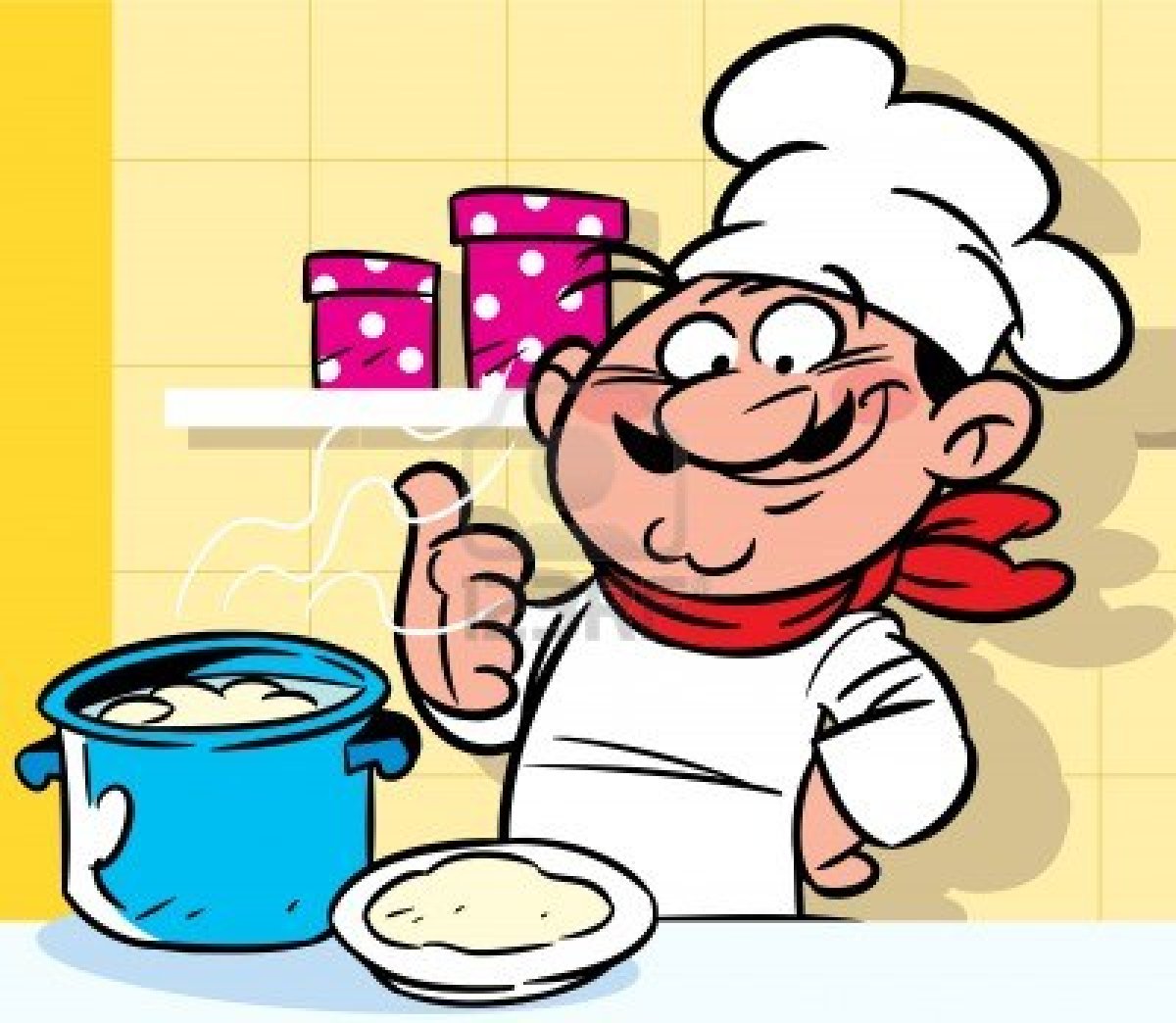 12368881 Funny Cartoon Chef Cooks In The Kitchen