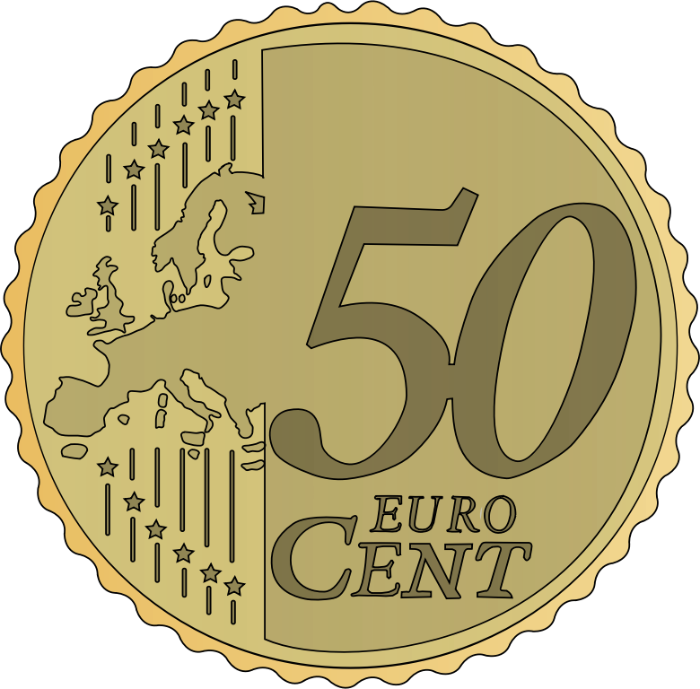 50 Euro Cent By Frankes   Coin Of 50 Euro Cent Used Clipart  Http    