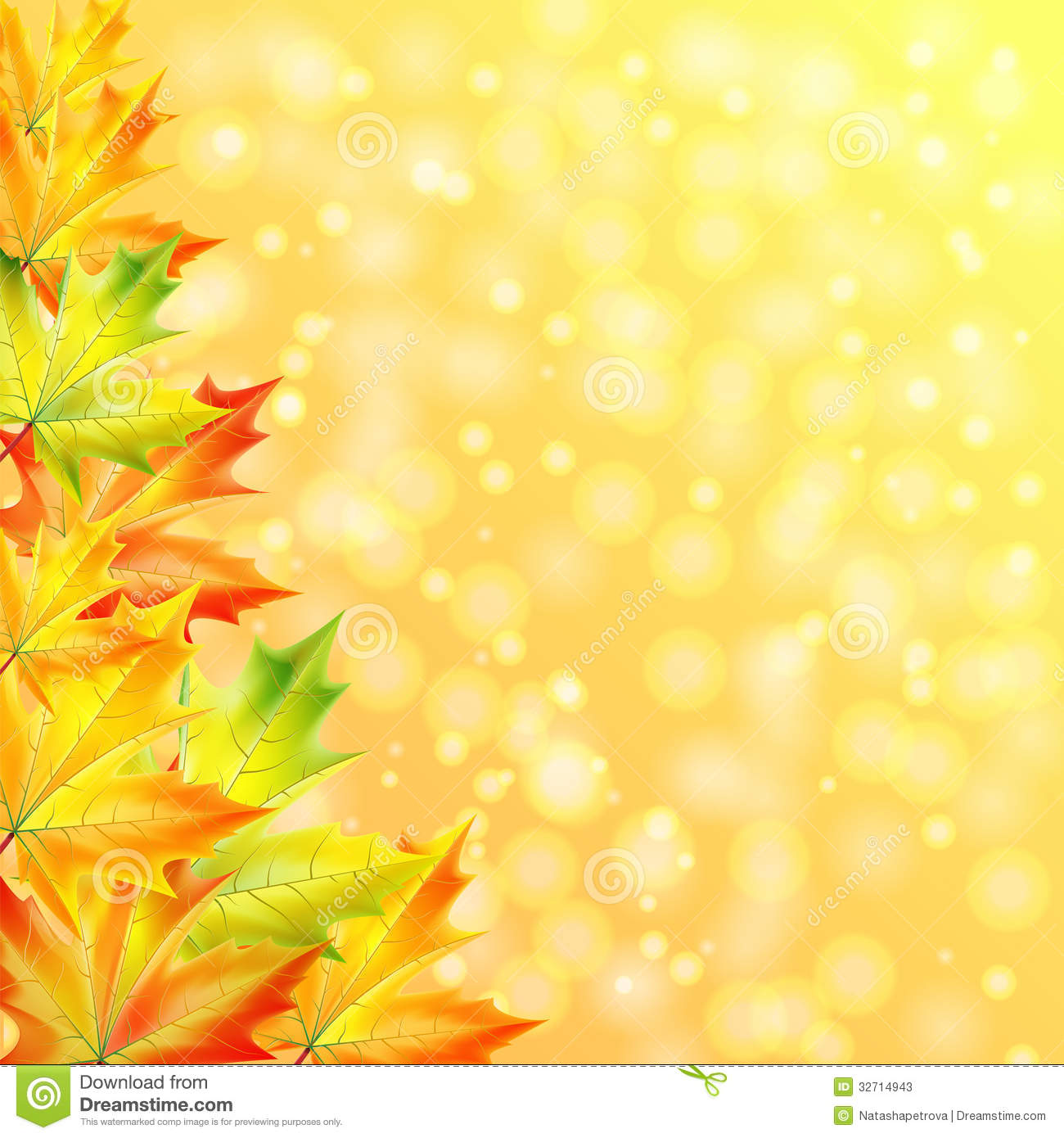 Autumn Maple Leaves On A Yellow Sparkling Background Autumn Background