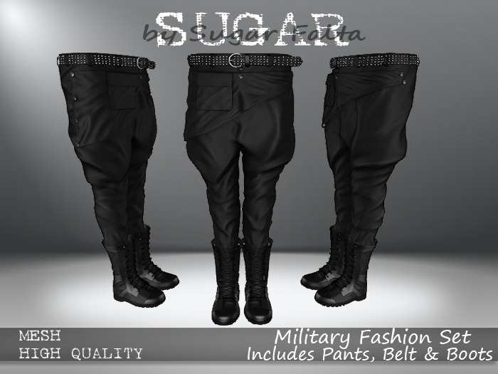 Black Combat Boots Outfit Men Sugar Military Fashion Set