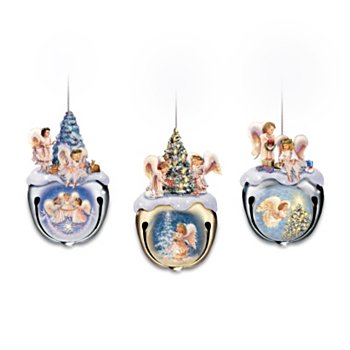 Christmas Blessings Jingle Bell Angel Ornaments Set One  Set Of Three
