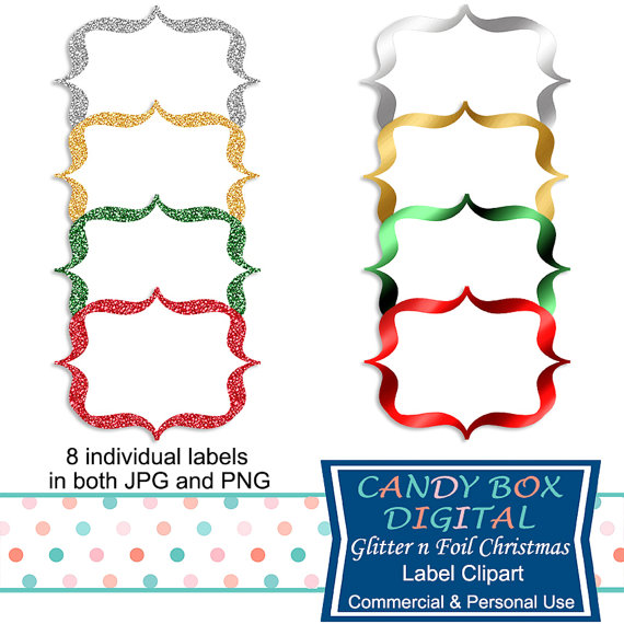 Christmas Glitter And Foil Label Clipart Christmas Tags Christmas    