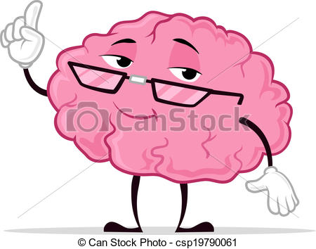 Clip Art Vector Of Smart Brain   Smart Brain Vector Cartoon Mascot