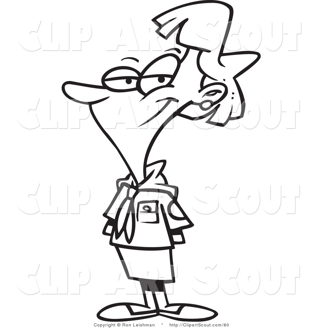 Clipart Of A Coloring Page Design Of A Female Scout Leader By Ron