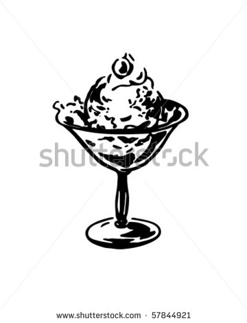 Dish Of Ice Cream   Retro Clip Art   Stock Vector