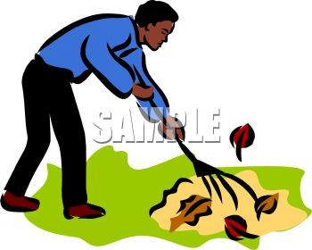 Fall Yard Clean Up Clipart Boy Or Man Raking Up Leaves In