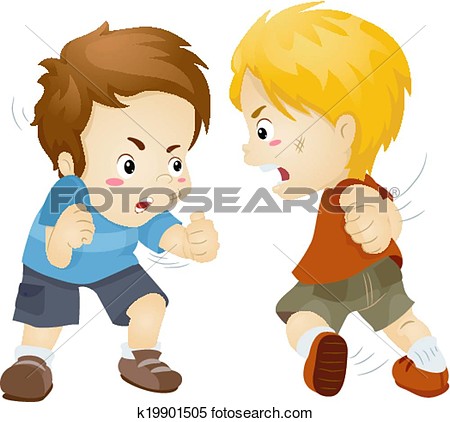 Fighting Boys View Large Clip Art Graphic