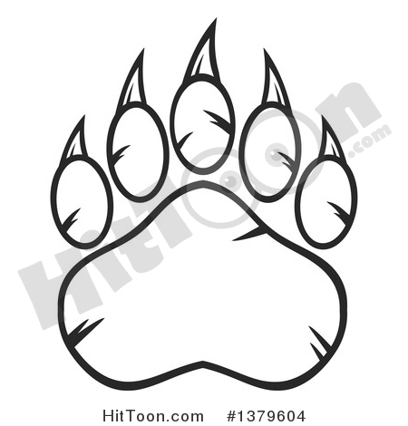 Grizzly Bear Clipart  1379604  Black And White Grizzly Bear Paw By Hit