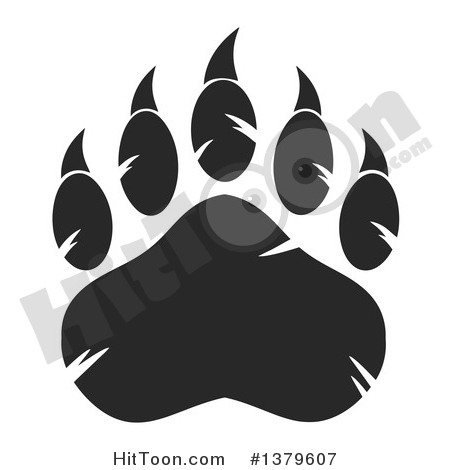 Grizzly Bear Clipart  1379607  Black And White Grizzly Bear Paw By Hit    